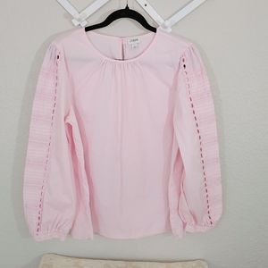 J.Crew Pink Lace Sleeve Blouse